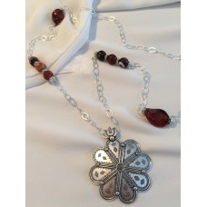 651 long collier pendentif agate de madagascar, argent sterling  